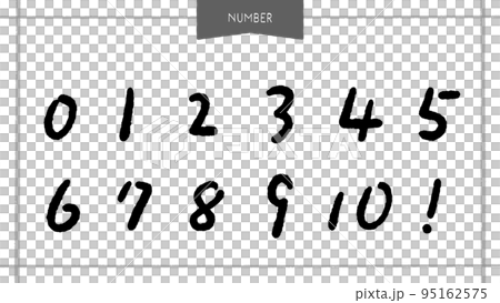 Set of handwritten numbers from 0 to 10 and ! 95162575
