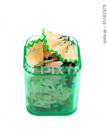 Color Wood Pencil Shavings in Pencil Sharpener Isolated Color Wood Pencil Shavings in Pencil Sharpener Isolated 95162979