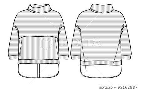 Slim fit Long neck and zipper with sleeve jacket overall technical fashion sketch  flat vector template in windcheater front and back view Apparel Jacket Flat  drawing vector mock up 6533525 Vector Art