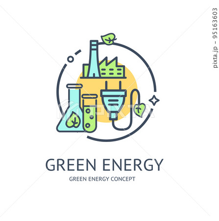 Green Energy Thin Line Icon Concept. Vector 95163603