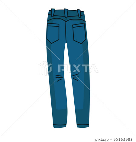 Denim pants jeans . Fashionable clothes for men. Casual blue textile apparel and attire factory trousers with patches and pocket. Fashion vector illustration concept Denim pants jeans . Fashionable clothes for men. Casual blue textile apparel and attire factory trousers with patches and pocket. Fashion vector illustration concept 95163983