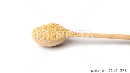 Soup Powder Isolated, Powdered Broth in Wooden Spoon 95164578