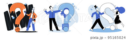 Question mark, obtaining information of interest. FAQ help. Problem and solution concept metaphor. Choice or answer 95165024
