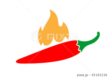 ot chili peppers with fire illustration. Hot chili peppers sketch. Vegetarian healthy food. Hand drawn sketch design element. Vector illustration 95165236