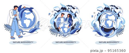 Biodiversity in nature as environment variety of life on Earth planet. Saving wildlife ecosystem metaphor 95165360