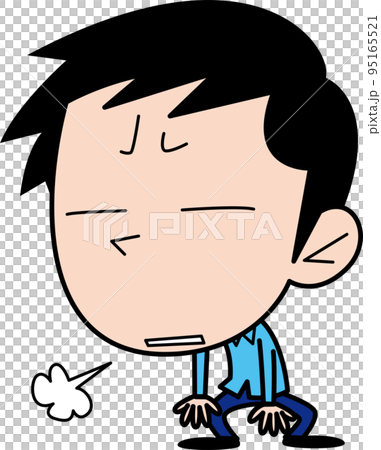 難しい表情でため息をついてだらんとしている男性 95165521