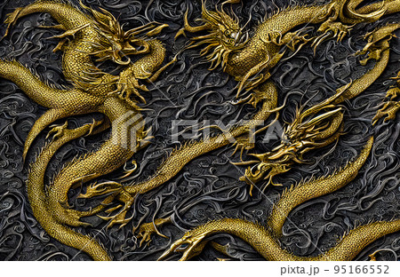 Luxury black and gold background. Abstract. Dragon skin. 3D illustration 95166552