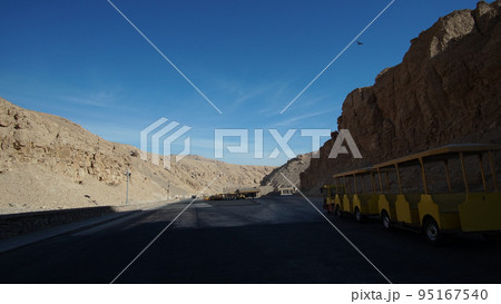 Valley of the kings inside cliffs area Famous tourist travel destination of Luxor Egypt historical pharoah tombs site 95167540