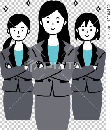 腕組みをしている女性社員の人々イラスト 95168490