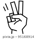 ハンドサイン_ストロング_白_チョキ 95168914