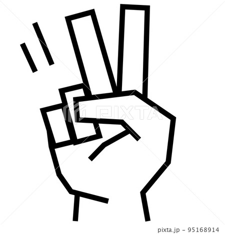 ハンドサイン_ストロング_白_チョキ 95168914