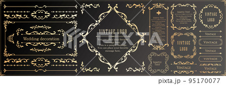 クリスマスモチーフのフレームデザインセット。ゴージャスでエレガントなデザイン素材 95170077