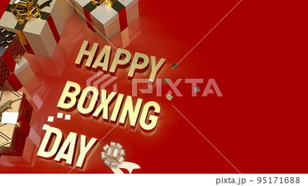 The gift box and gold text Boxing Day for shopping concept 3d rendering The gift box and gold text Boxing Day for shopping concept 3d rendering 95171688