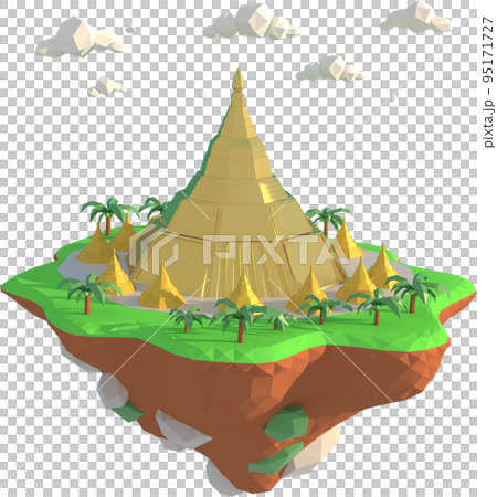 3D illustrator of Shwedagon Temple, Myanmar. 3D rendering of a low polygon model 3D illustrator of Shwedagon Temple, Myanmar. 3D rendering of a low polygon model 95171727