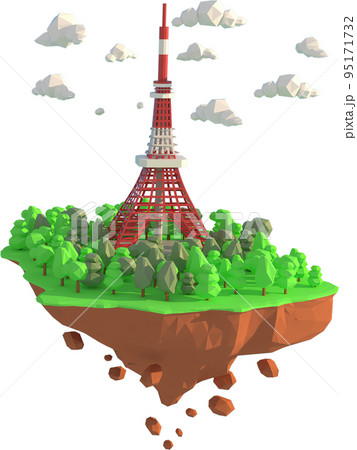 3D illustrator of TokyoTower, Japan. 3D rendering of a low polygon model 95171732