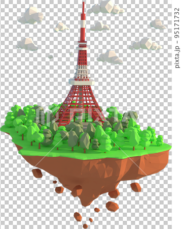 3D illustrator of TokyoTower, Japan. 3D rendering of a low polygon model 95171732