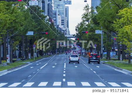 淀屋橋交差点から見る早朝の御堂筋 淀屋橋交差点から見る早朝の御堂筋 95171841