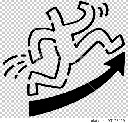 Stickman running with an upward arrow Stickman running with an upward arrow 95172429