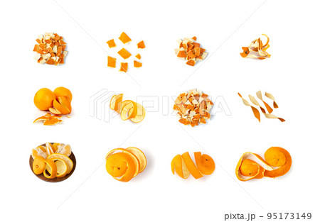 Dry Orange Peel or Zest Isolated on White Background Dry Orange Peel or Zest Isolated on White Background 95173149