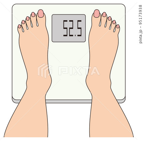 体重計に乗り体重を測る人の足元 裸足が綺麗な女性の足元とヘルスメーター イラスト ベクター 体重計に乗り体重を測る人の足元 裸足が綺麗な女性の足元とヘルスメーター イラスト ベクター 95173938