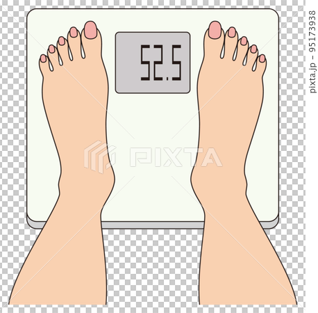 体重計に乗り体重を測る人の足元 裸足が綺麗な女性の足元とヘルスメーター イラスト ベクター 体重計に乗り体重を測る人の足元 裸足が綺麗な女性の足元とヘルスメーター イラスト ベクター 95173938