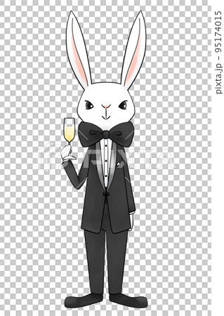 水彩風　タキシードを着たウサギのイラスト 95174015