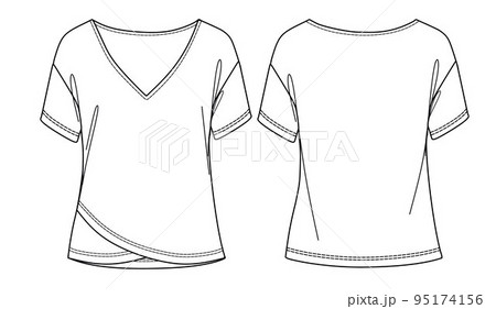 Blank T Shirt Color Black Template Front And Back View Stock Photo