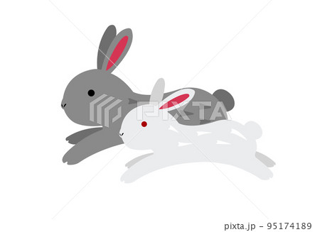 2023 令和5年 卯年 年賀状素材イラスト / 走るうさぎの親子 2023 令和5年 卯年 年賀状素材イラスト / 走るうさぎの親子 95174189