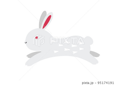 2023 令和5年 卯年 年賀状素材イラスト / 走るうさぎ 95174191