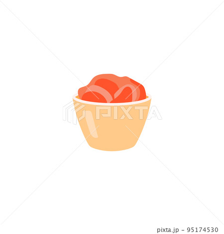 Little bowl with red ginger for sushi flat style, vector illustration Little bowl with red ginger for sushi flat style, vector illustration 95174530