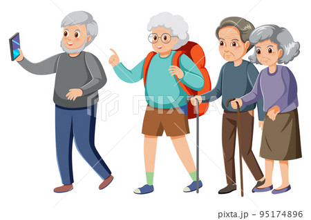 Elderly tourists on white background 95174896