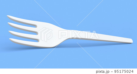 Eco-friendly disposable utensils like fork on blue background. 95175024