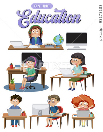 Online education with cartoon character Online education with cartoon character 95175183