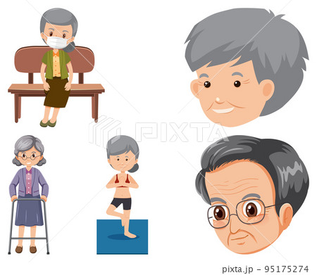 Collection of elderly people icons 95175274