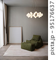 3d rendering of mock up interior design with green armchair 95176637
