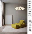 3d rendering of mock up interior design with yellow armchair 95176638