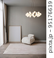 3d rendering of mock up interior design with white fur armchair 95176639