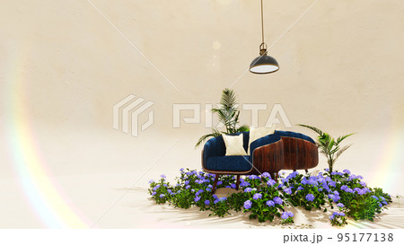 3D illustration Background for advertising and wallpaper in nature and summer scene. 3D rendering in decorative concept. 95177138