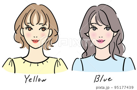 イエローベース風とブルーベース風の女性セット 95177439