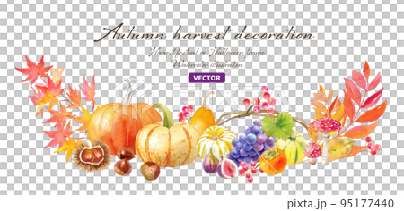 Thanksgiving Day, Halloween decoration watercolor illustration. (vector) 95177440
