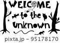 Template of door mat design Halloween funny quote Welcome to the unknown 95178170