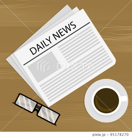 Concept of business morning, daily news and cup of coffee 95178270