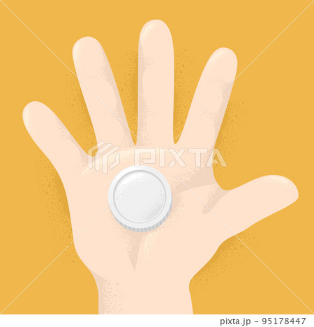 Hand Kid Silver Coin Illustration Hand Kid Silver Coin Illustration 95178447