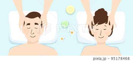 Couple Man Girl Massage Together Spa Illustration Couple Man Girl Massage Together Spa Illustration 95178468