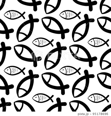 Hand Drawn Fishes Pattern 95178696