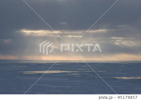 北海道　斜里　オホーツク海（ウトロ）の流氷 95179857