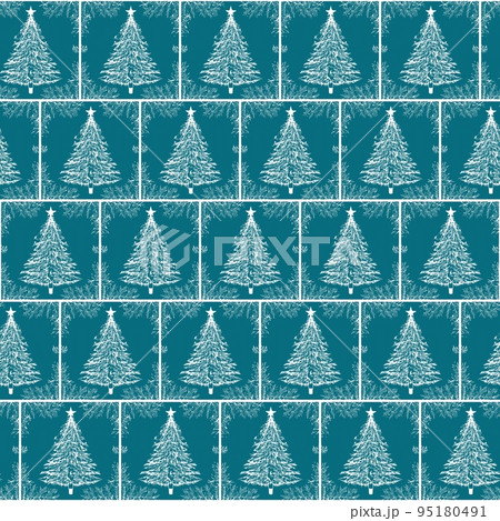 Seamless vector ornament - cute christmas trees pattern, wallpaper, wrapping paper, cloth texture, gift, new year decoration 95180491