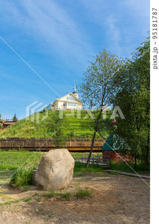 Sacred stone on the background of the church 95181787