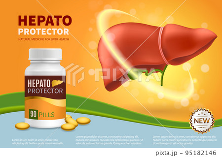 Hepatoprotector Realistic Composition Hepatoprotector Realistic Composition 95182146