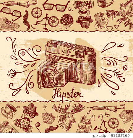 Hipster camera background Hipster camera background 95182160